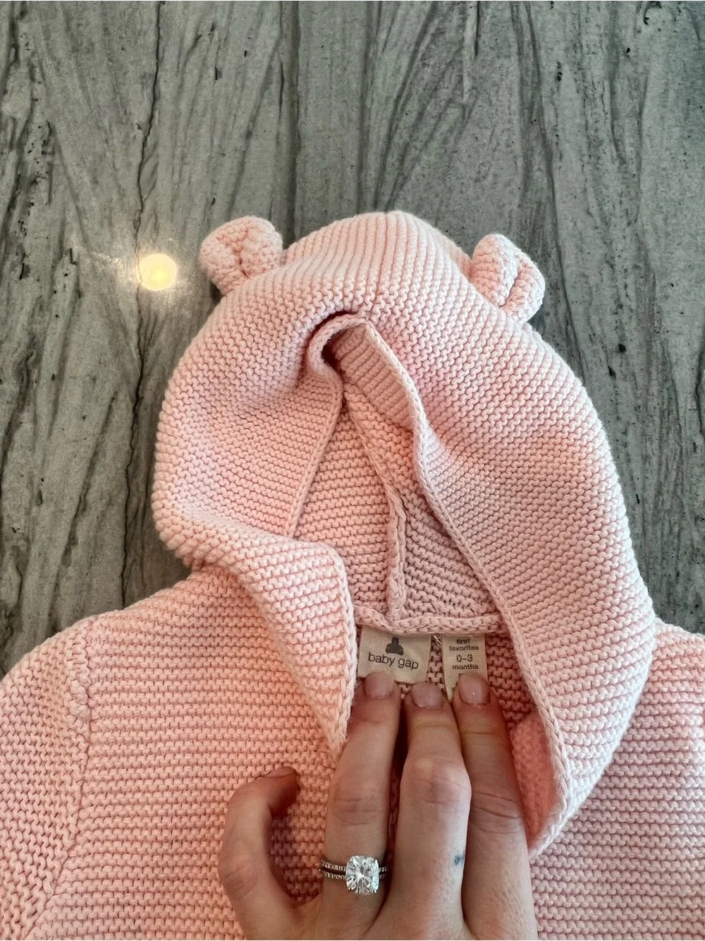 GAP Baby Knit Hooded Cardigan in Pale Pink
